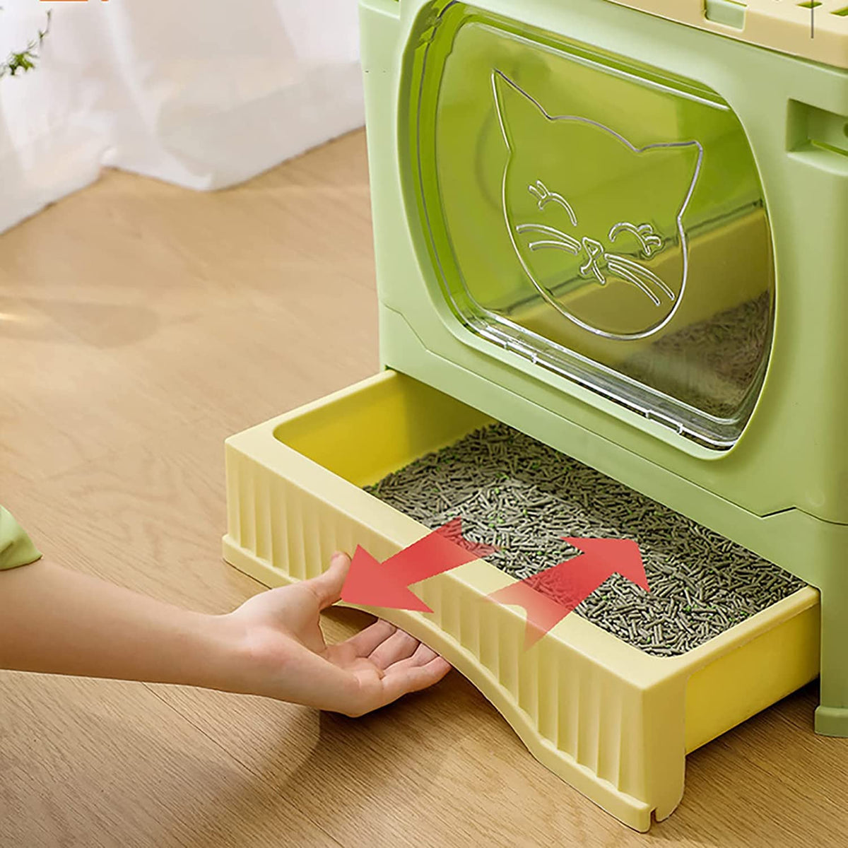 Foldable Top Entry Cat Litter Box with Lid and Scoop G891652