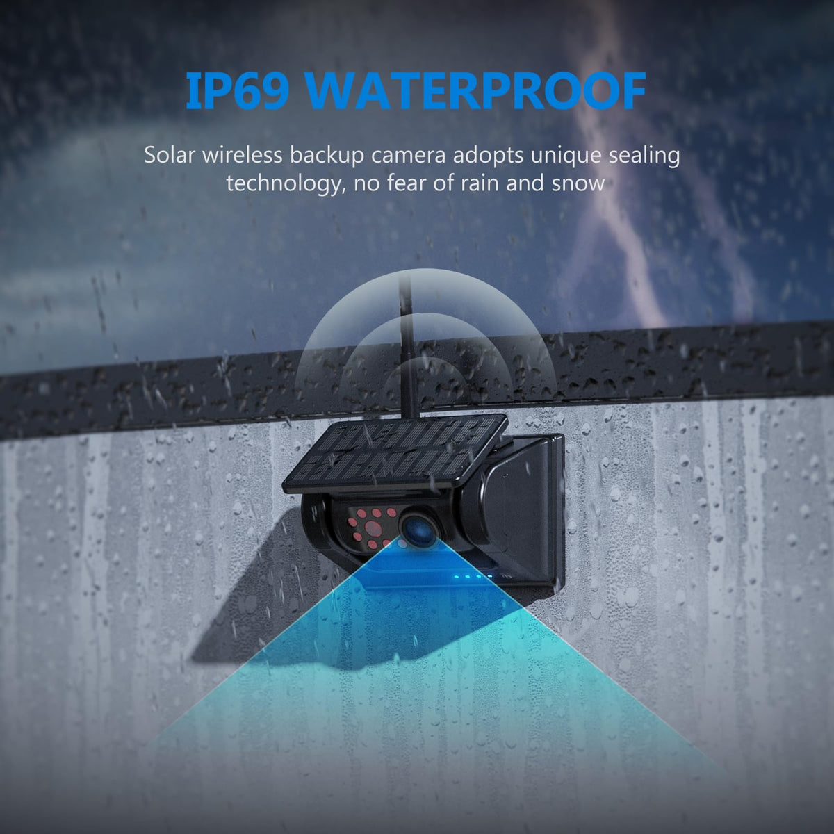 Magnetic Solar Wireless Backup Camera with 7" 1080P Monitor Q600
