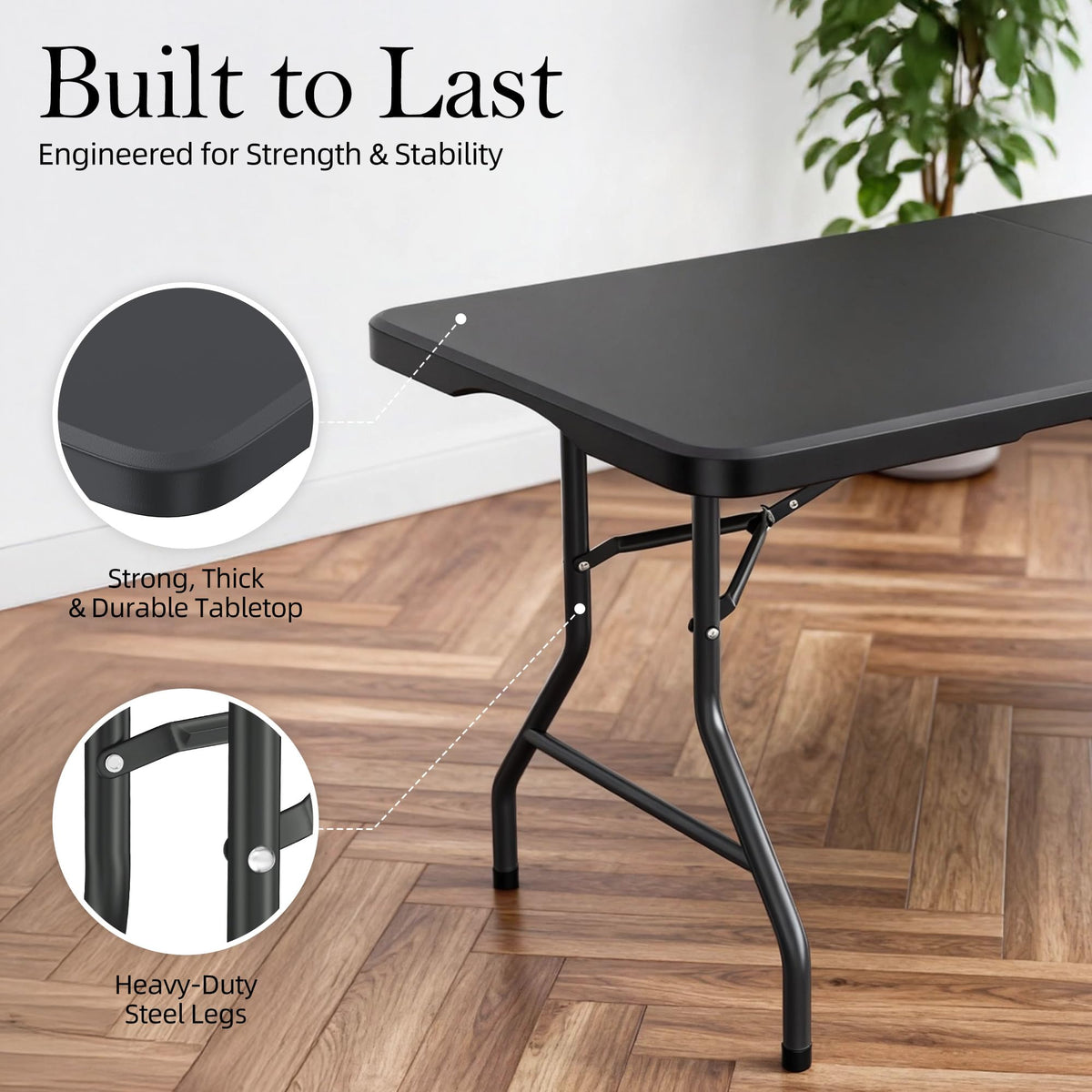 6FT Heavy Duty Foldable Plastic Table Y396213