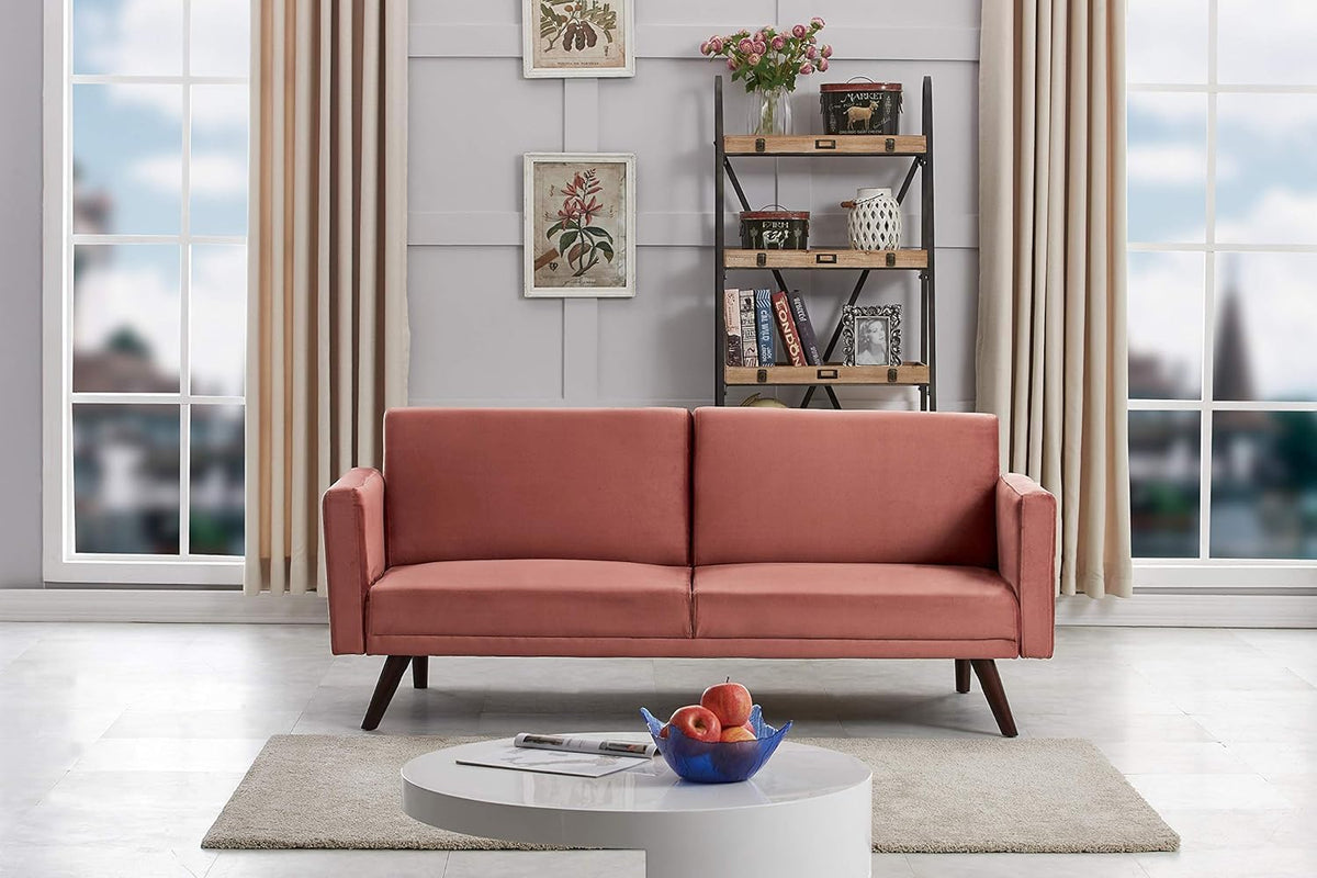 72 Inch Velvet Convertible Futon Sofa Bed with Reclining Backrest W4930