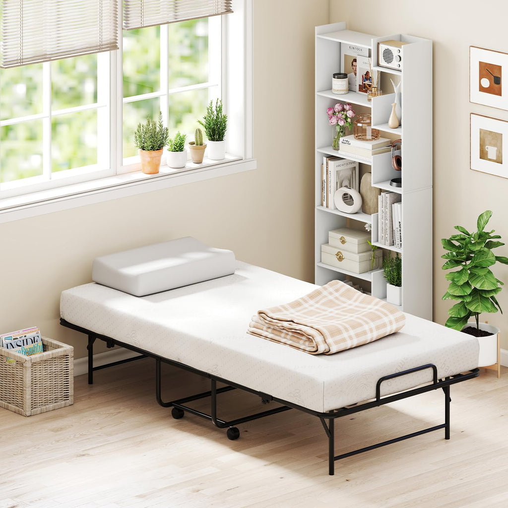 Twin Folding Bed with Memory Foam Mattress J10142
