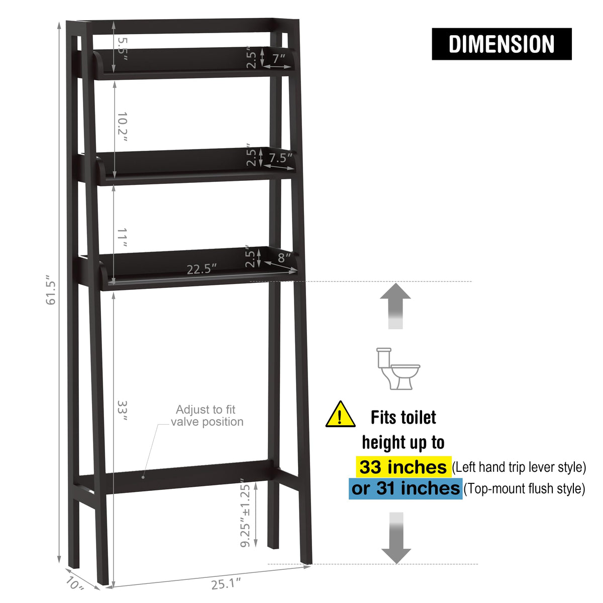 3-Tier Espresso Wood Bathroom Organizer S13242
