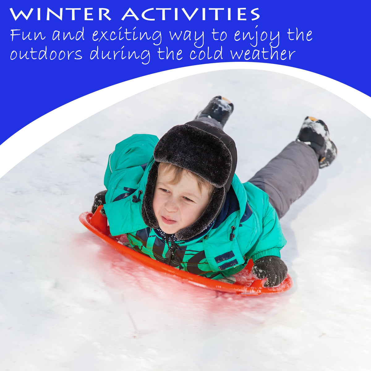 Heavy-Duty Cold Resistant Plastic Snow Sled with Handles F72132