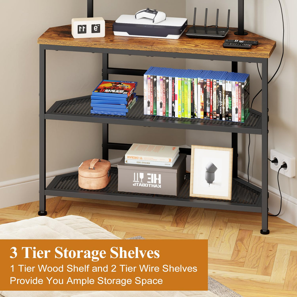 23" to 60" Corner TV Stand with Mount and Storage Shelves Y2587