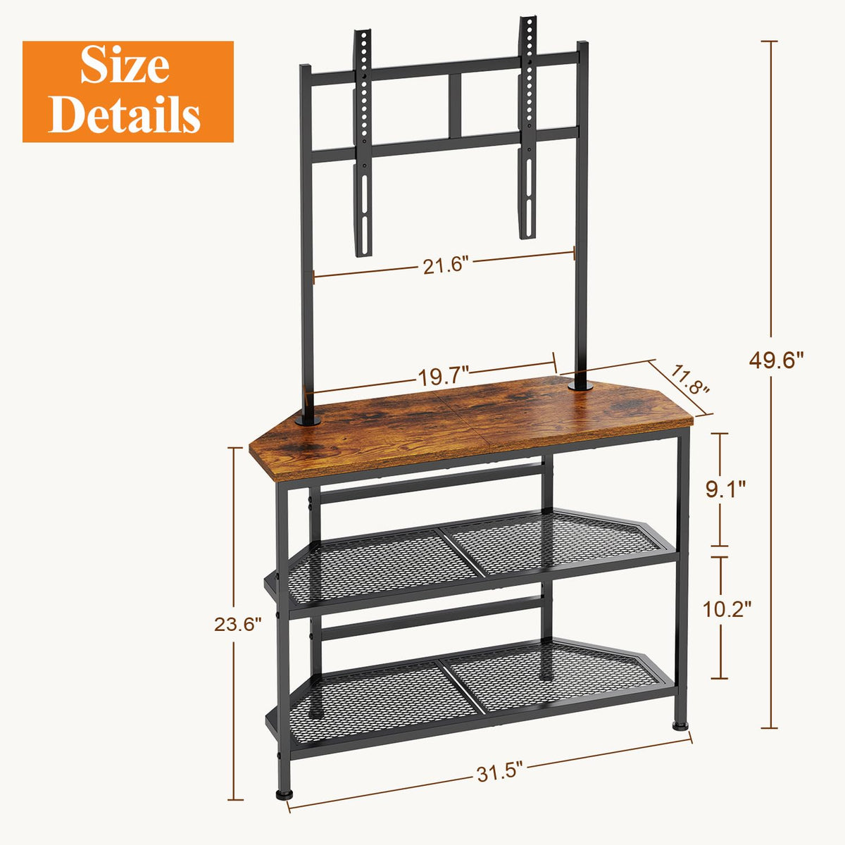 23" to 60" Corner TV Stand with Mount and Storage Shelves Y2587