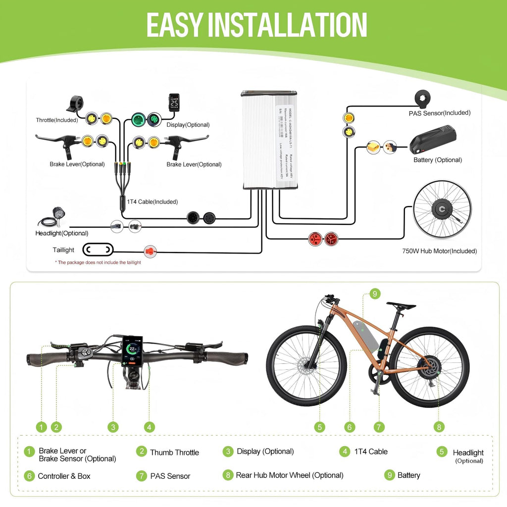 48V 500W 750W Ebike Conversion Kit T34410