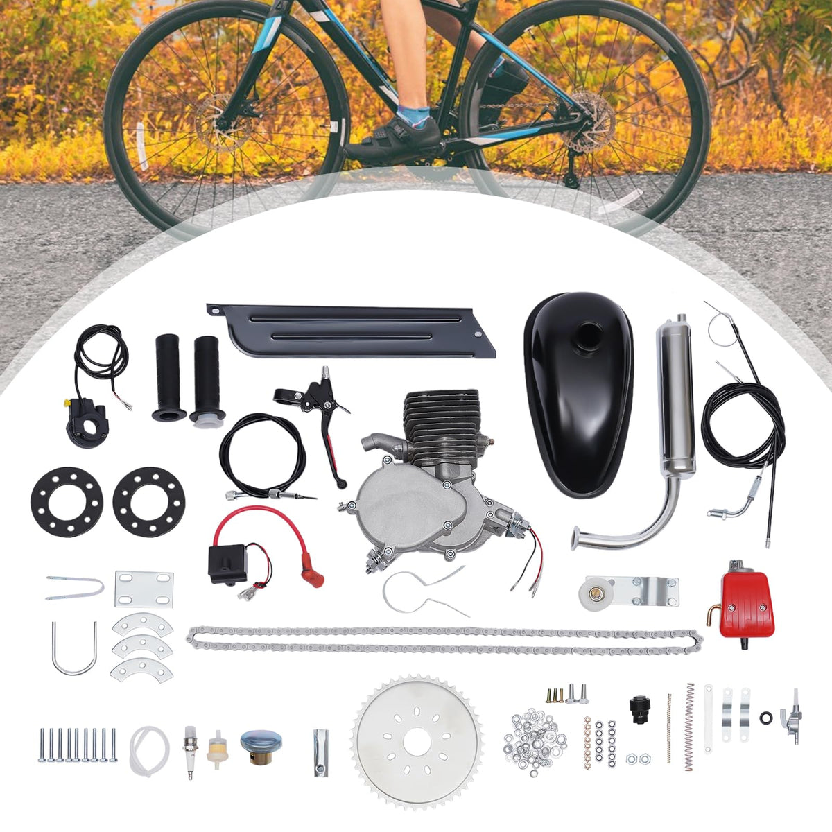 100CC 2-Stroke Bicycle Engine Kit with Air-Cooling W373