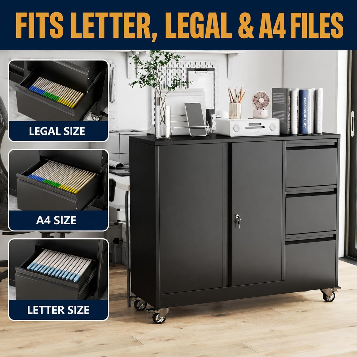 3 Drawer Rolling File Cabinet P18784