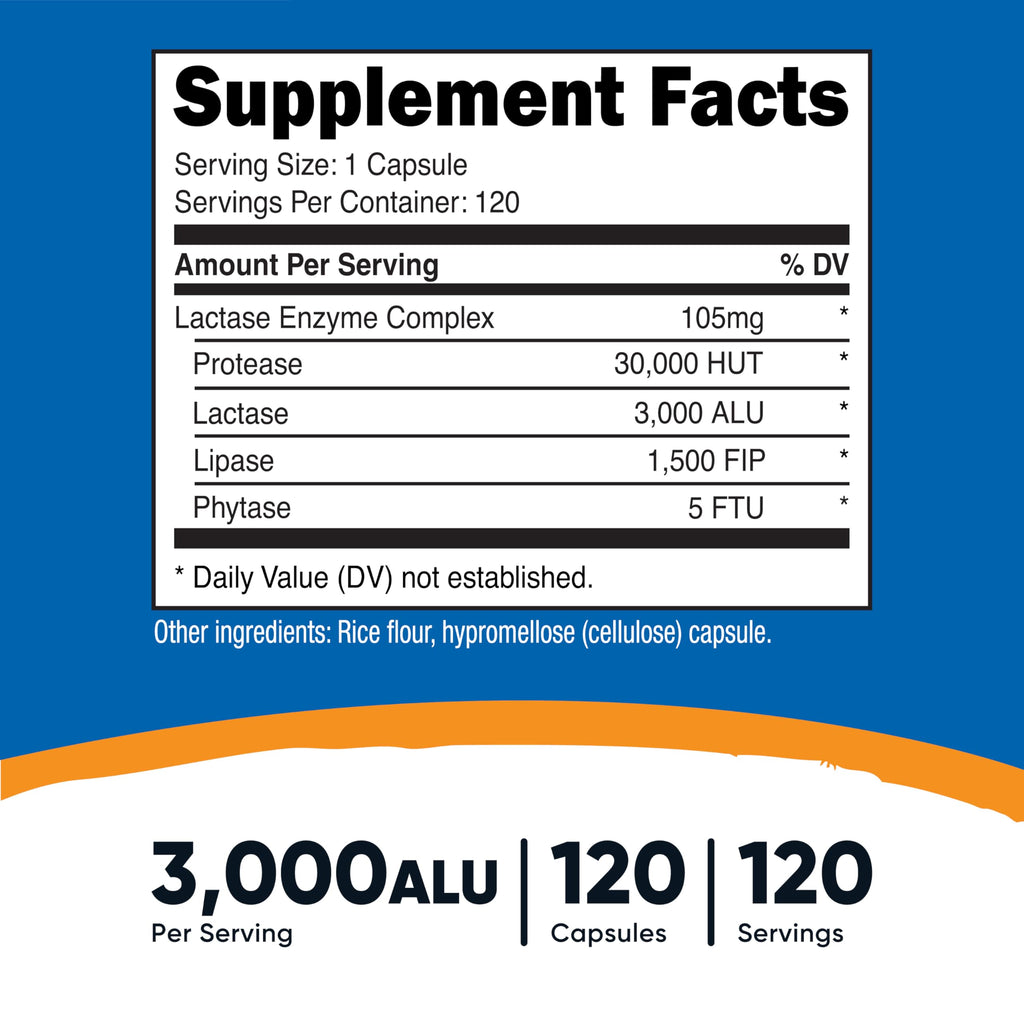 Lactase Enzyme Complex 120 Capsules Gluten-Free R761