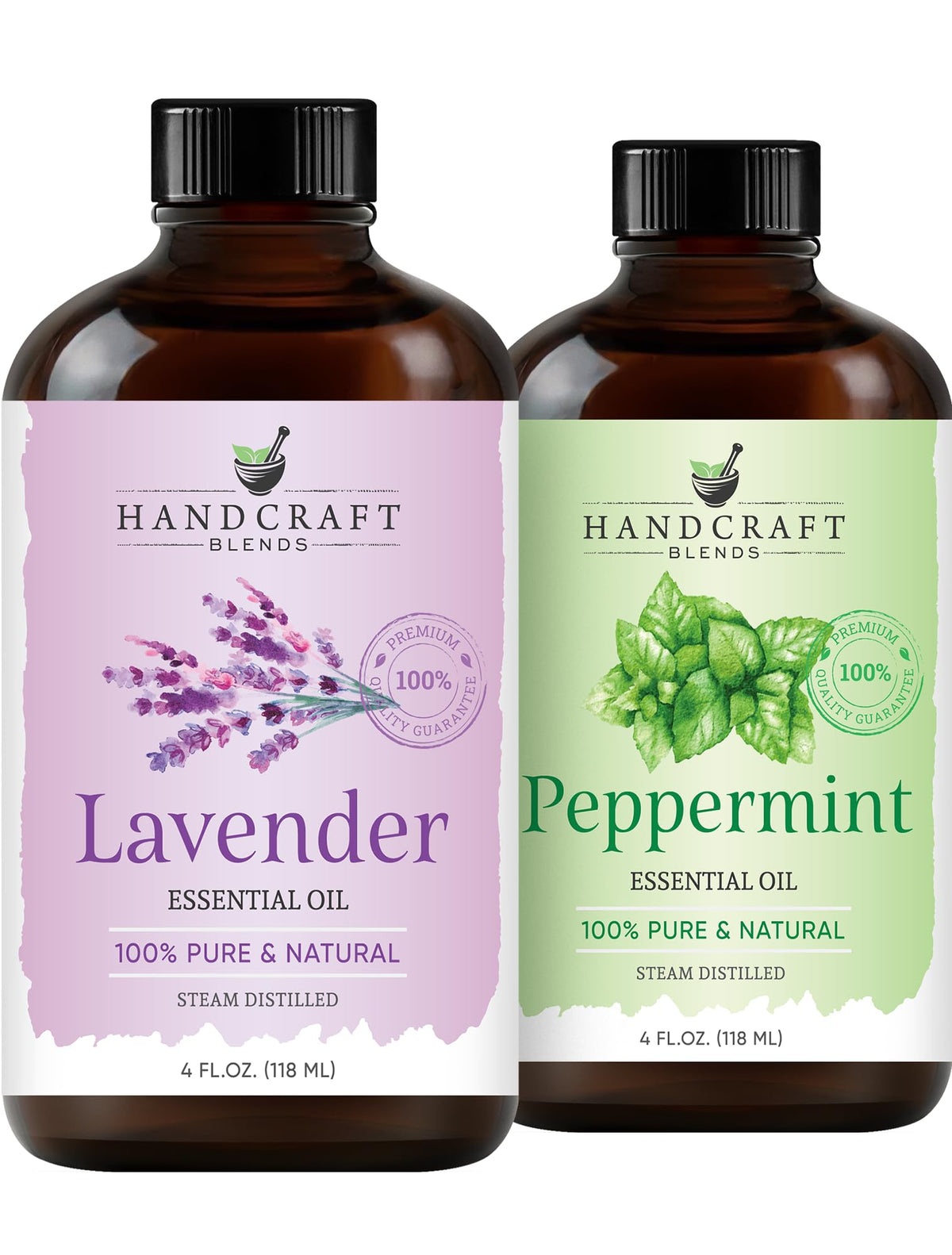 Peppermint and Lavender Essential Oils Set 2 x 4 Fl Oz W147