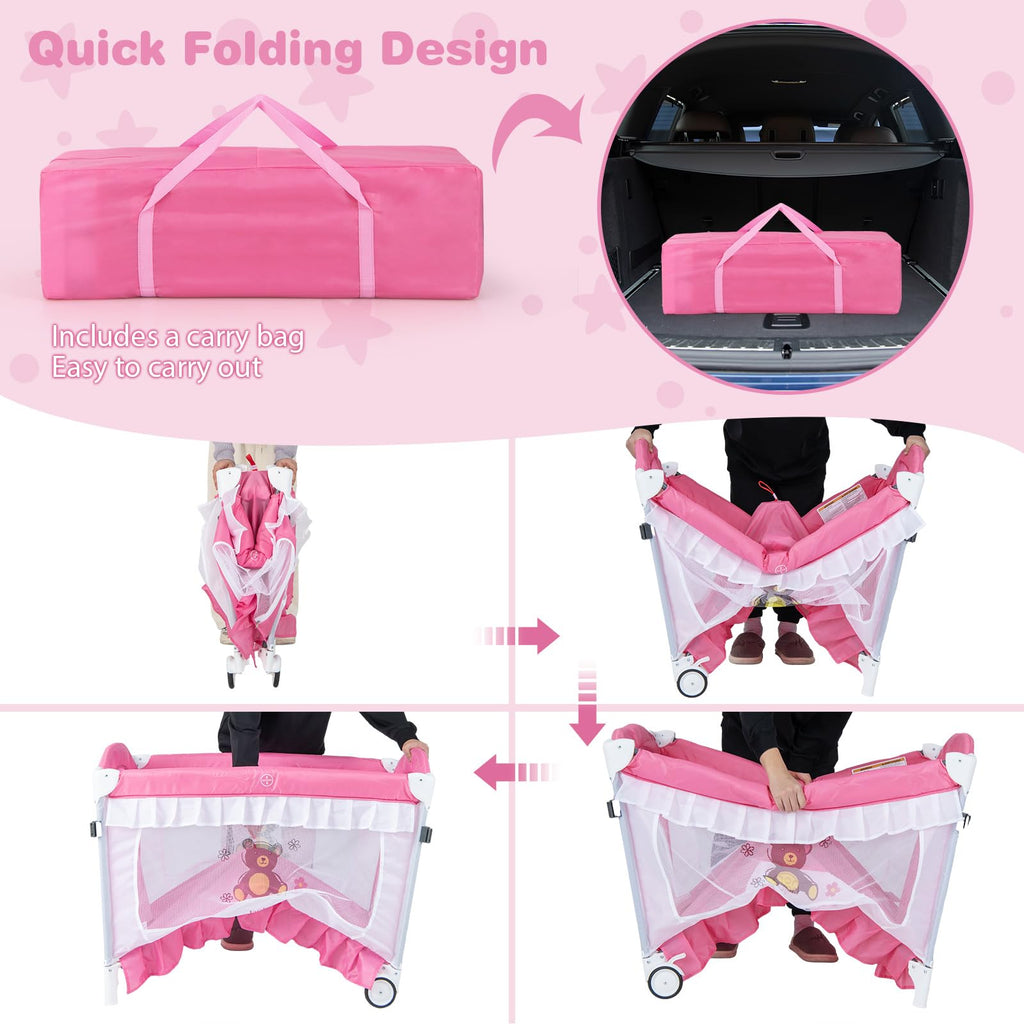 4-in-1 Baby Playard with Bassinet, Changing Table and Carry Bag B50671