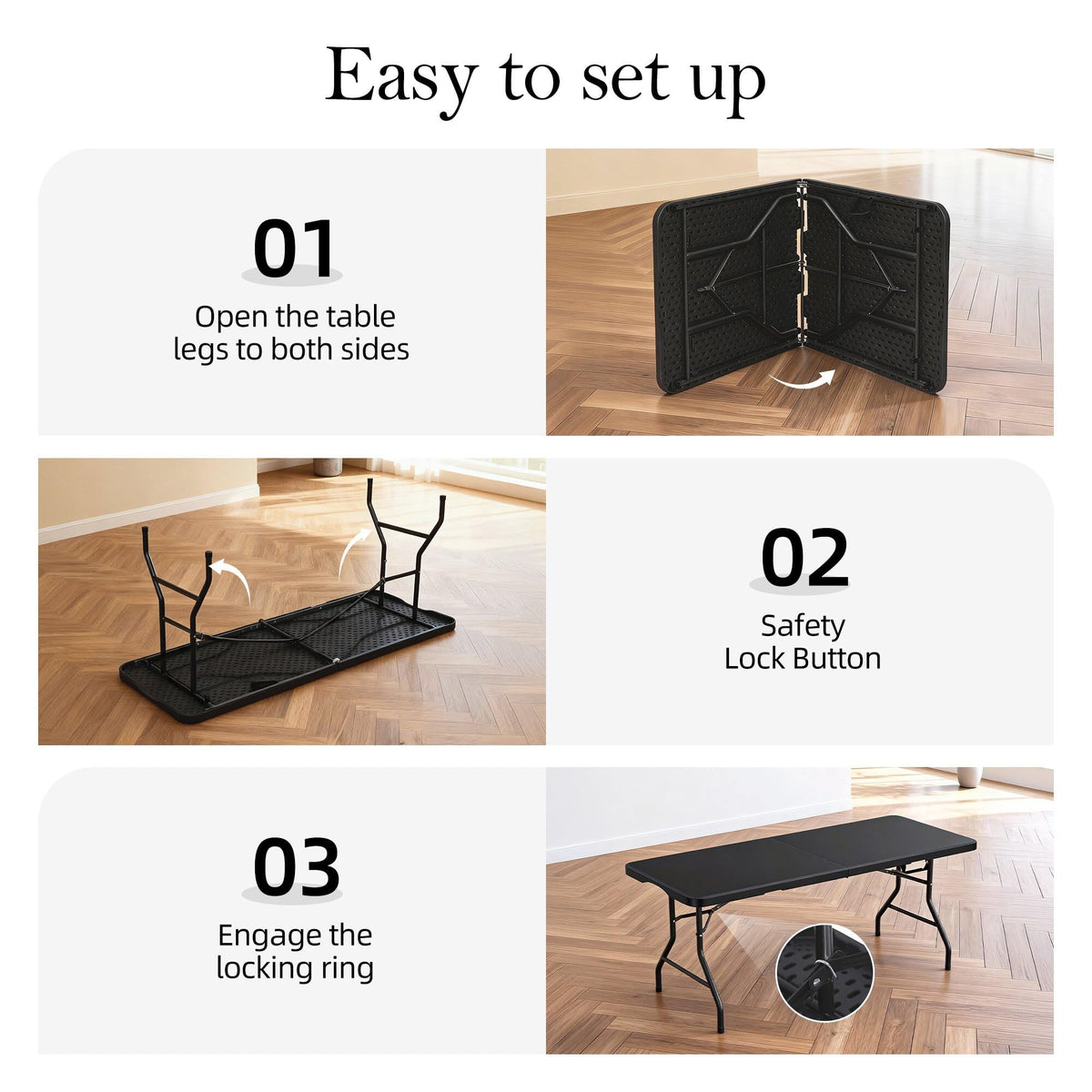 6FT Heavy Duty Foldable Plastic Table Y396213