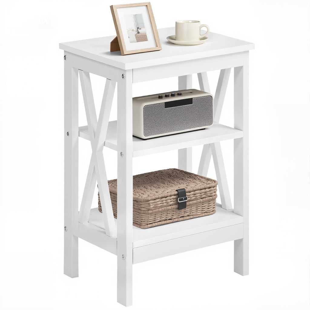 24" Tall 3-Tier Pearl White End Table Z15462