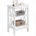 24" Tall 3-Tier Pearl White End Table Z15462