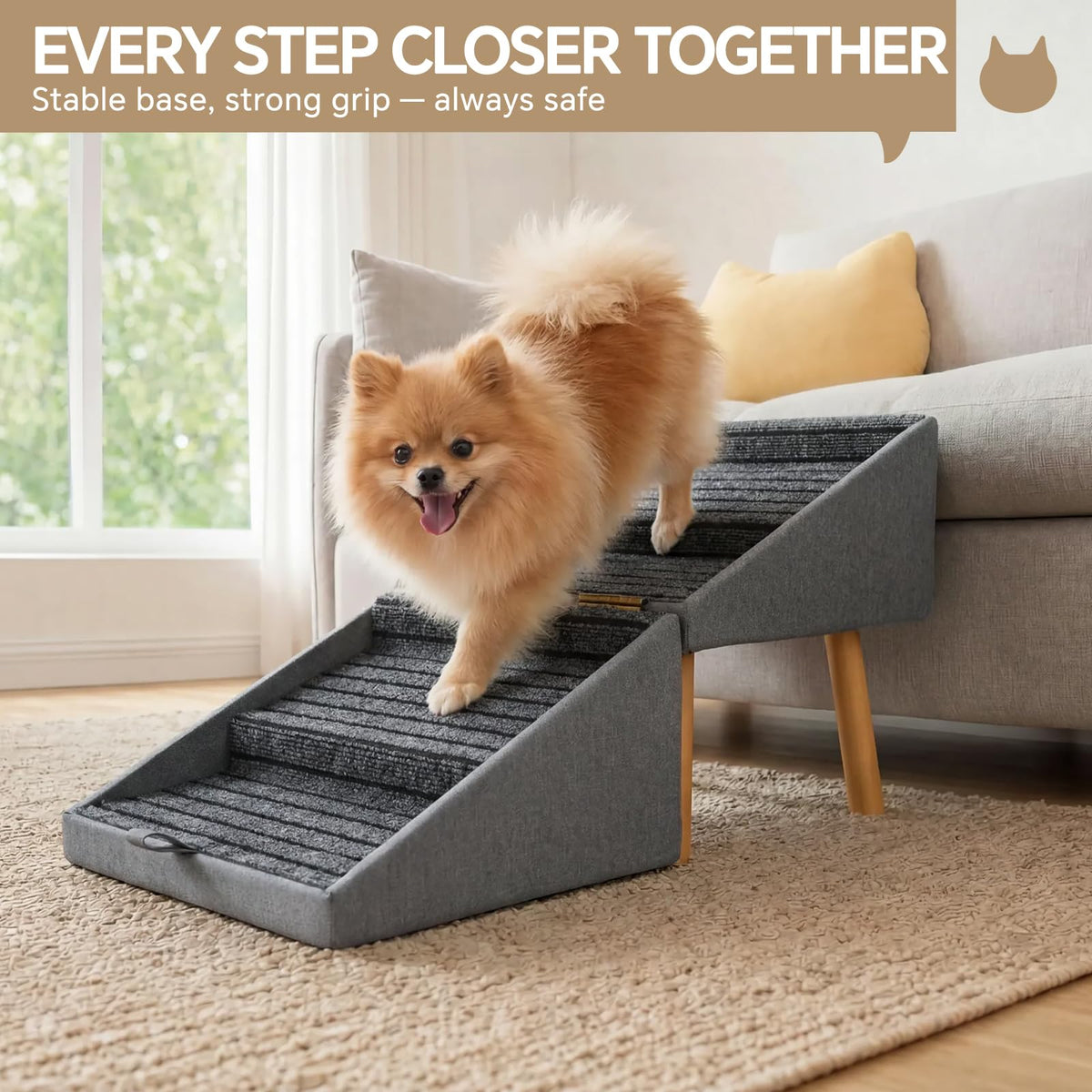 2-in-1 Wooden Pet Stairs & Ottoman S544641