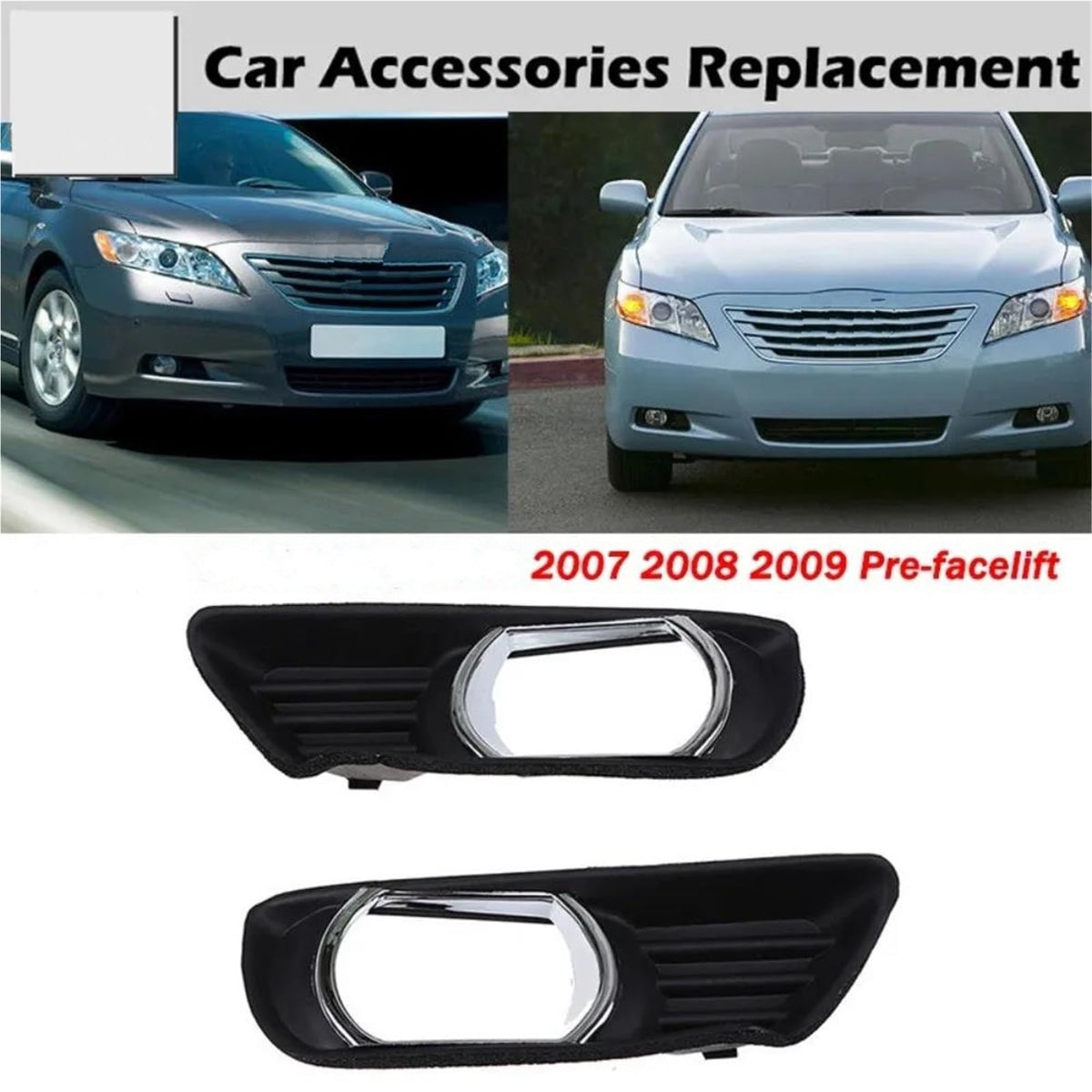 Front Bumper Fog Light Covers Bezel Hole Grilles E89779