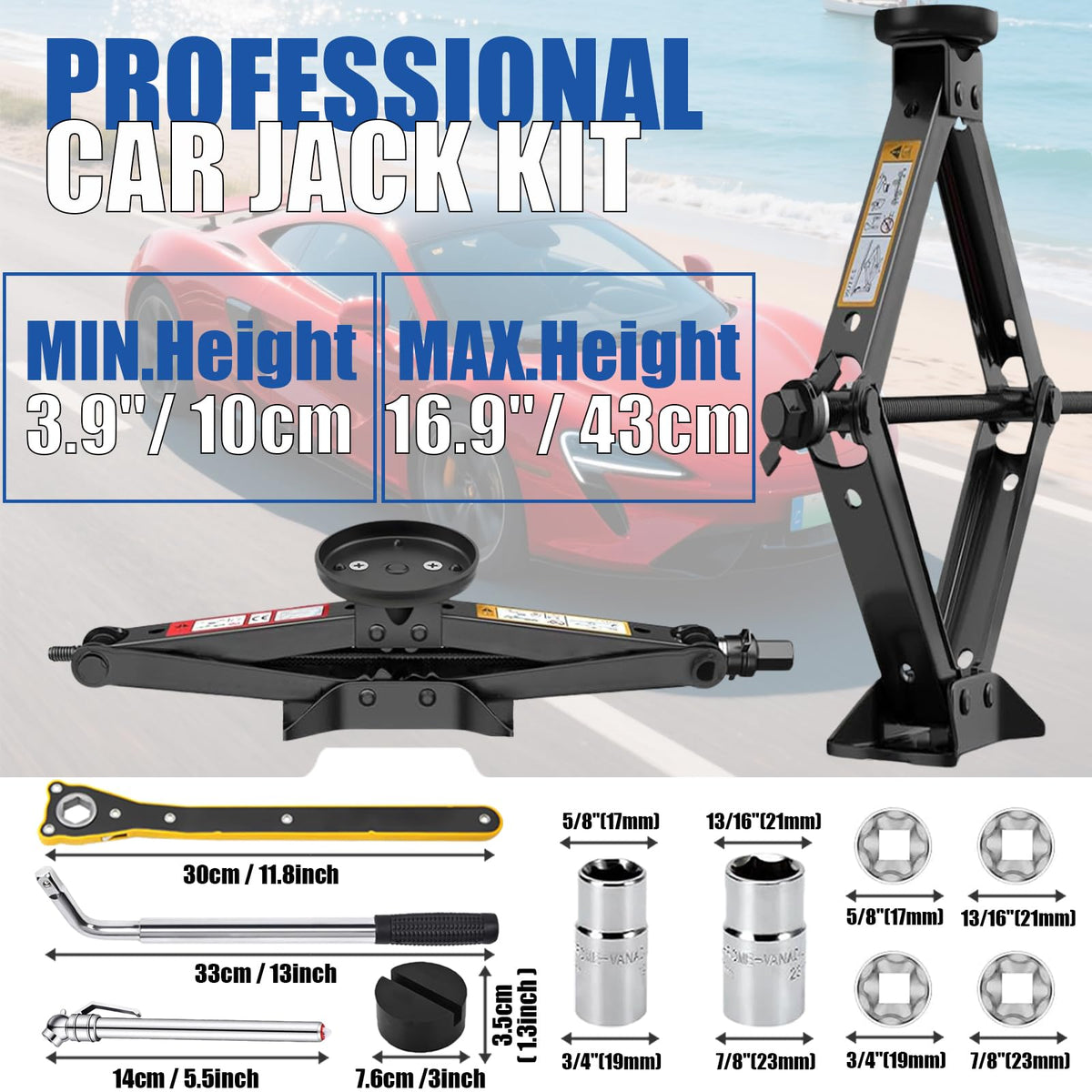 3 Ton Scissor Jack with Rubber Jack Pad I533