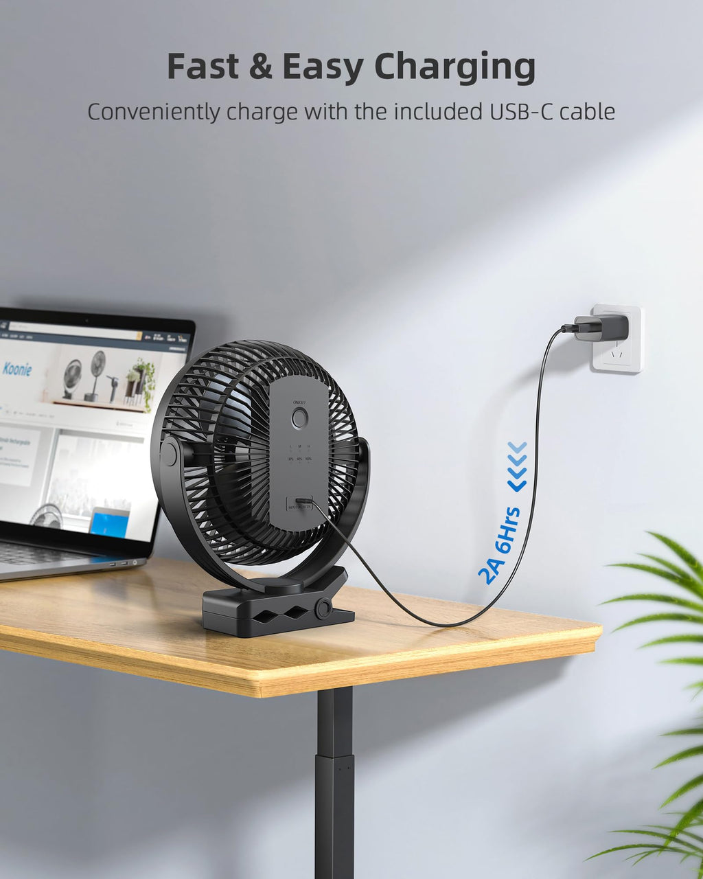 8" Black Clip on Fan D6664