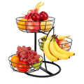 Fruit Basket Bowl with Banana Hanger, 3-Tier Metal Base D3445