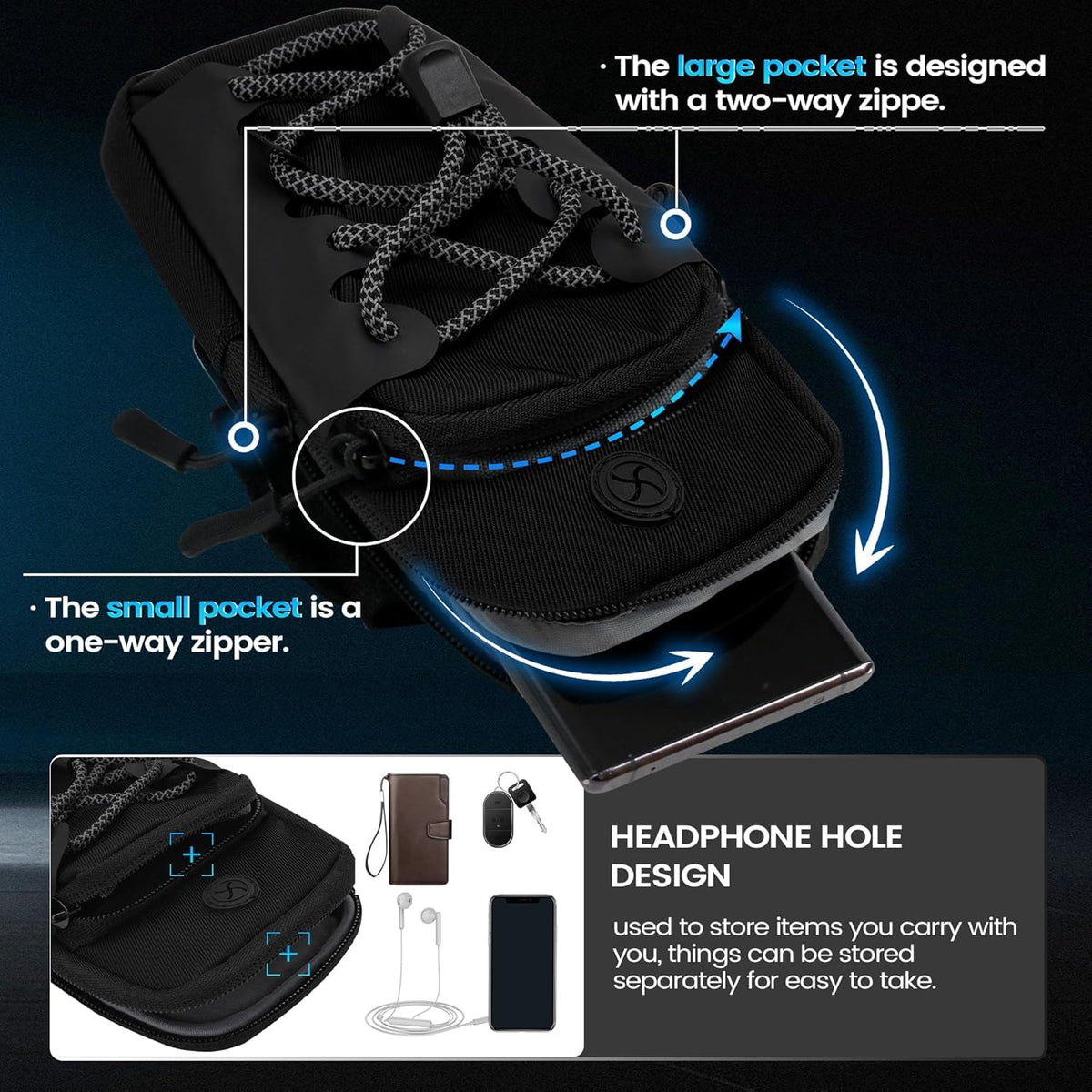 Black Motorcycle Front Frame Bag E59262