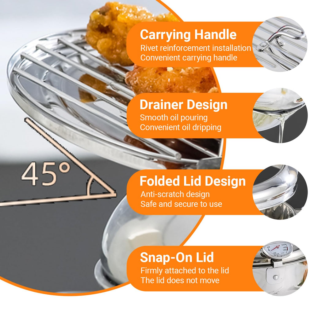 4.2L Stainless Steel Deep Fryer Pot with Thermometer Z5231