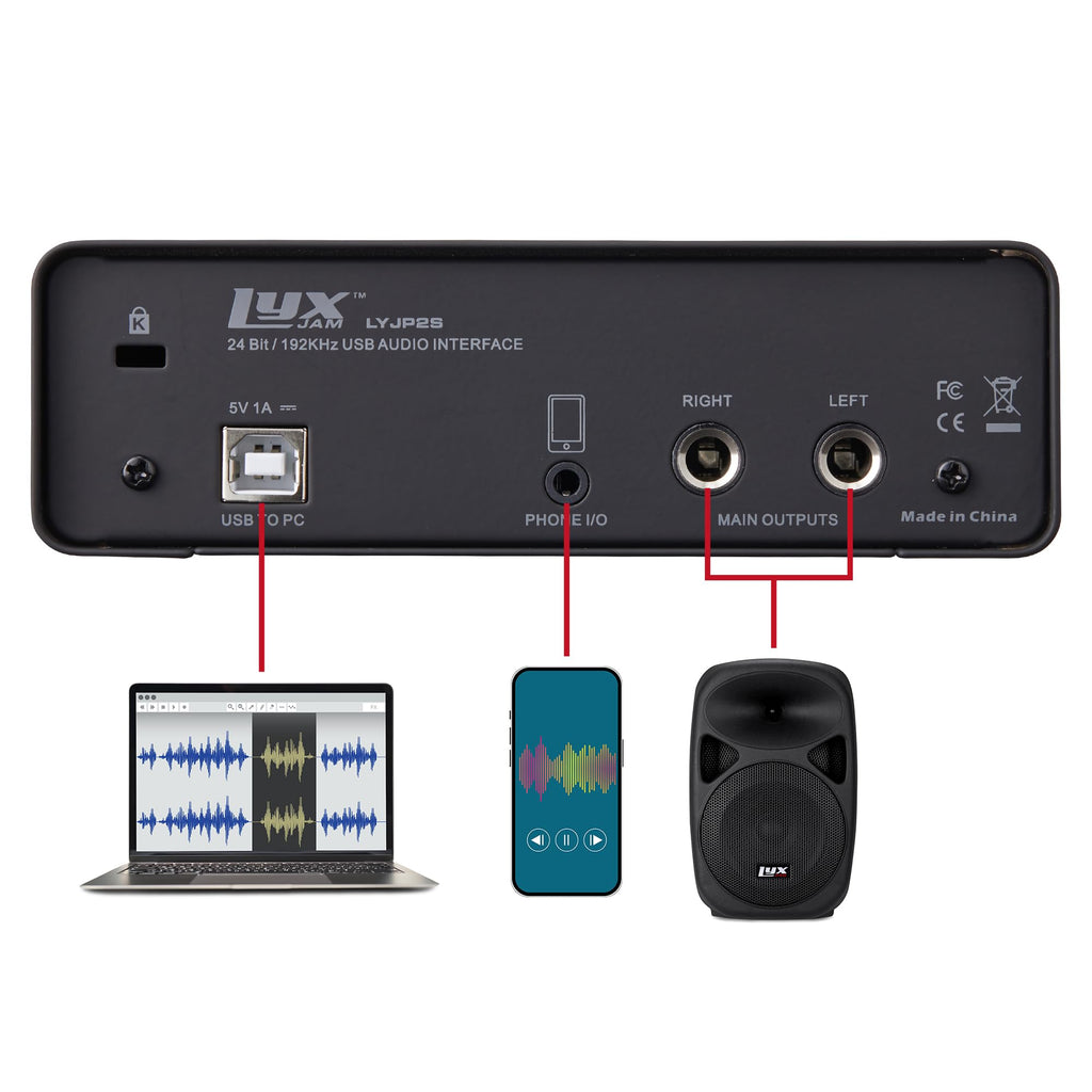 2x2 USB Audio Interface Recording Bundle with Condenser Mic, Headphones, Shockmount, XLR Cable B949416