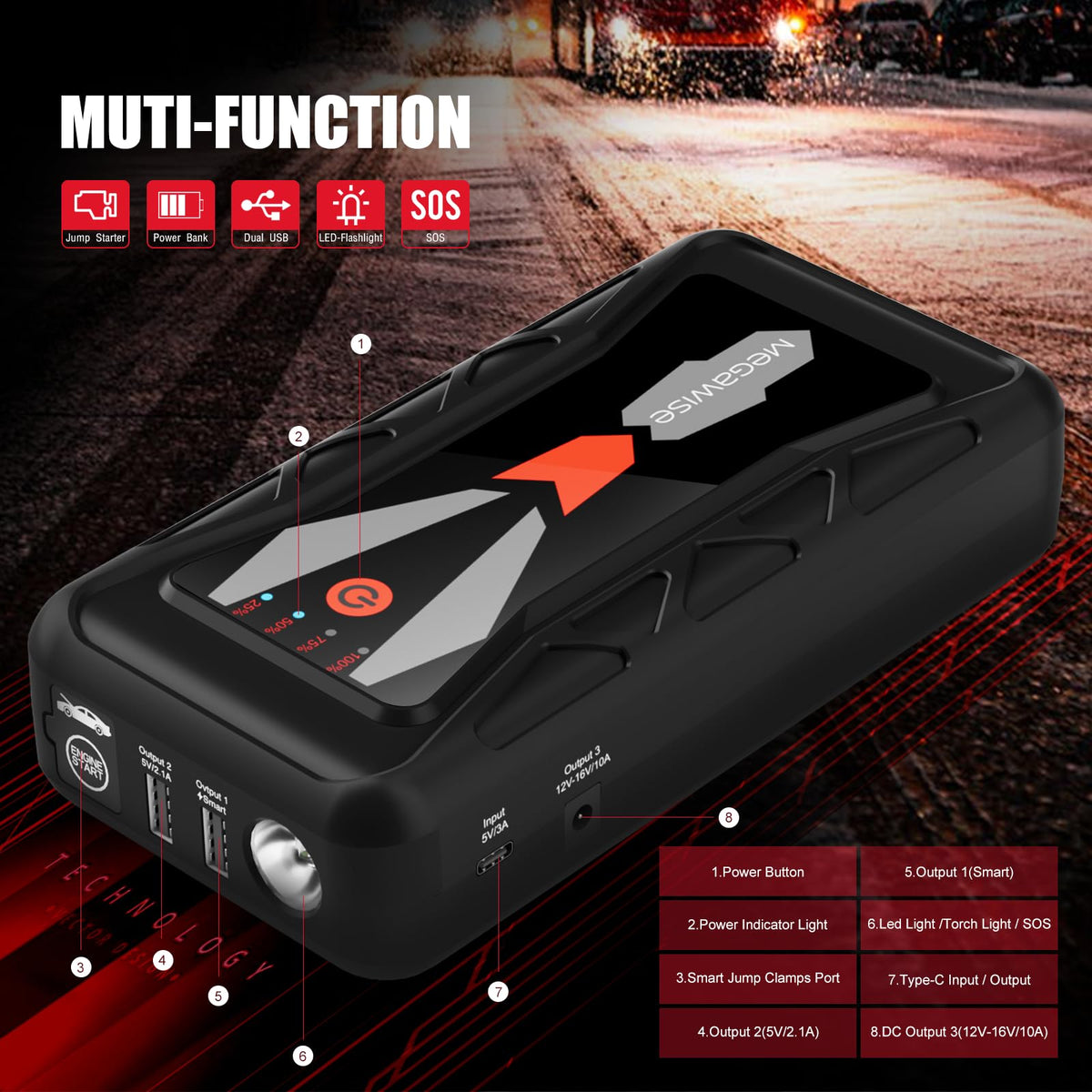 12V Car Jump Starter, 16800mAh K83674