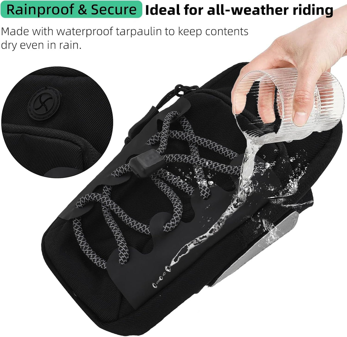 Black Motorcycle Front Frame Bag E59262