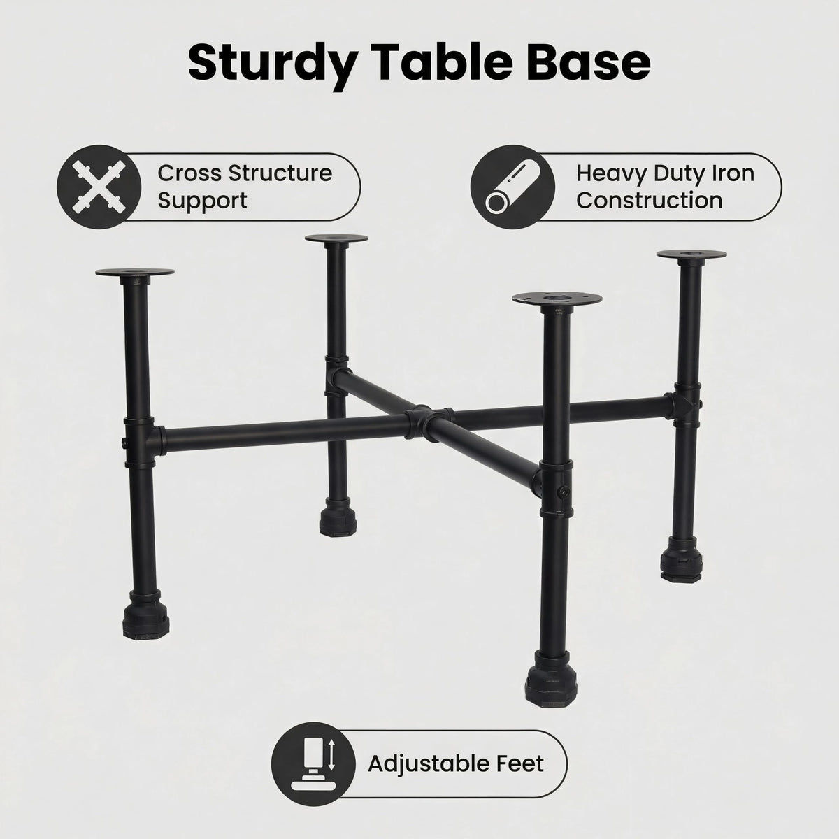 Black Industrial Pipe Table Leg Set W65382