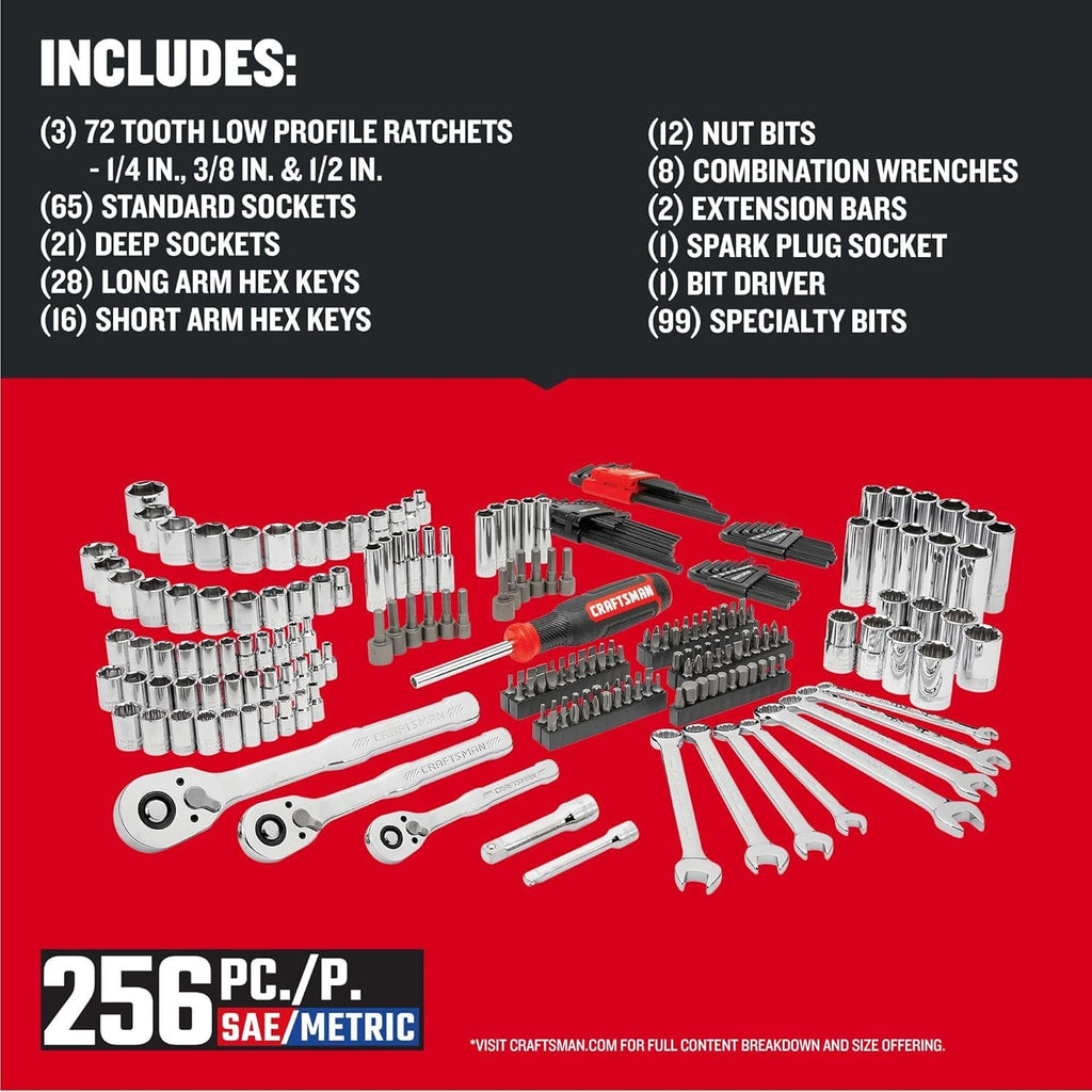 256-Piece Mechanics Hand Tool and Socket Set with 2-Drawer Tool Box R951