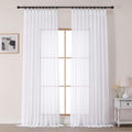 White Sheer Pinch Pleated Curtains 96 Inches 2 Panels X6010