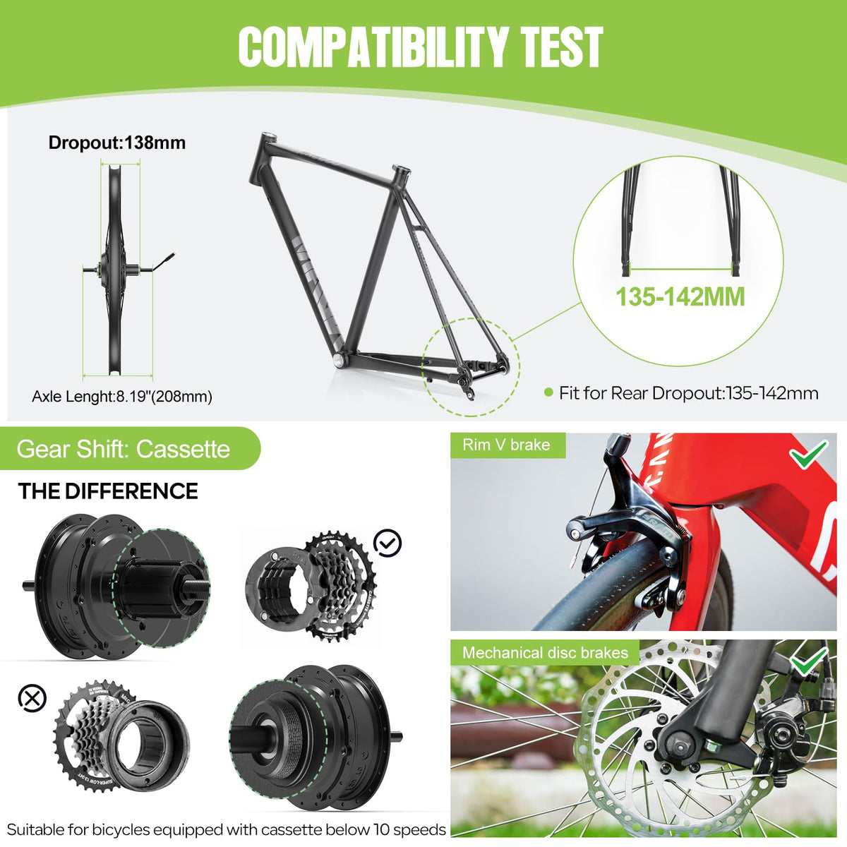 48V 500W 750W Ebike Conversion Kit T34410