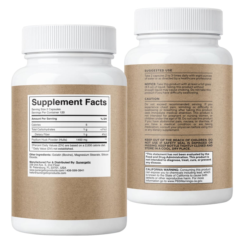 Psyllium Husk Fiber Supplement 1450mg 240 Capsules G18591