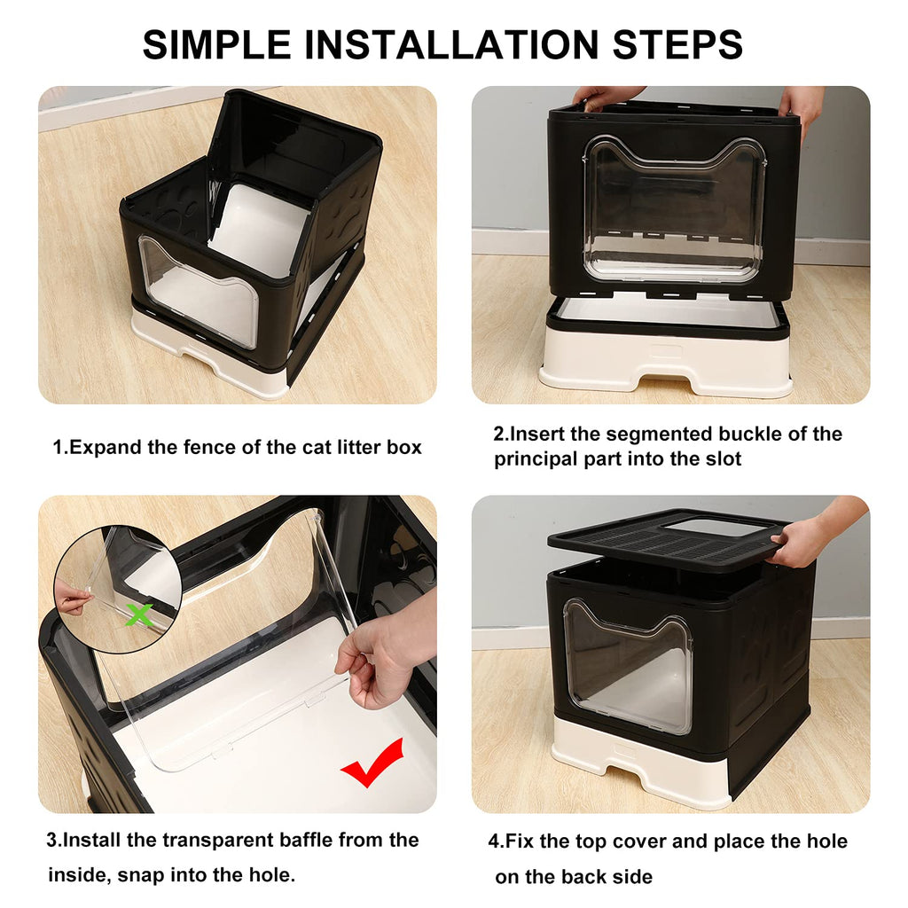Foldable Large Cat Litter Box with Lid E972