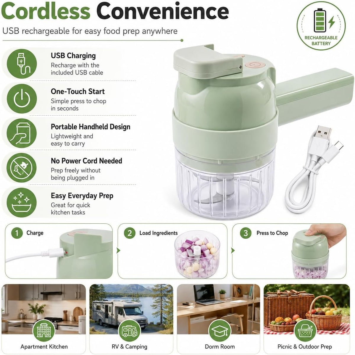 4 in 1 Handheld Electric Vegetable Chopper W2646
