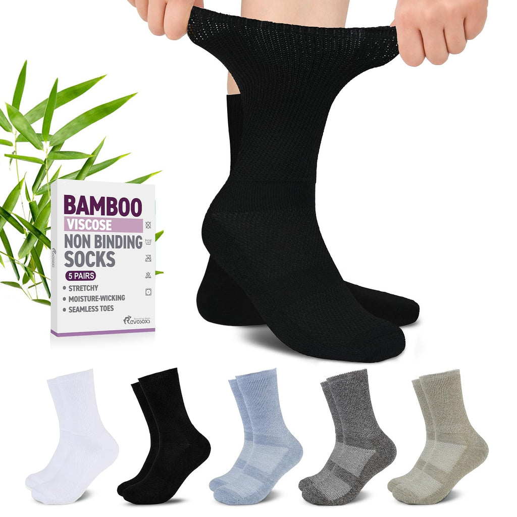 Bamboo Viscose Non-Binding Crew Socks with Seamless Toe G46463