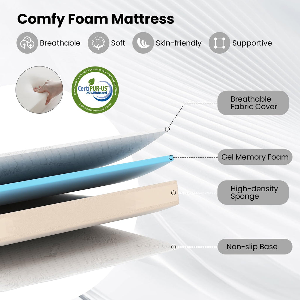 Twin Folding Bed with Memory Foam Mattress J10142