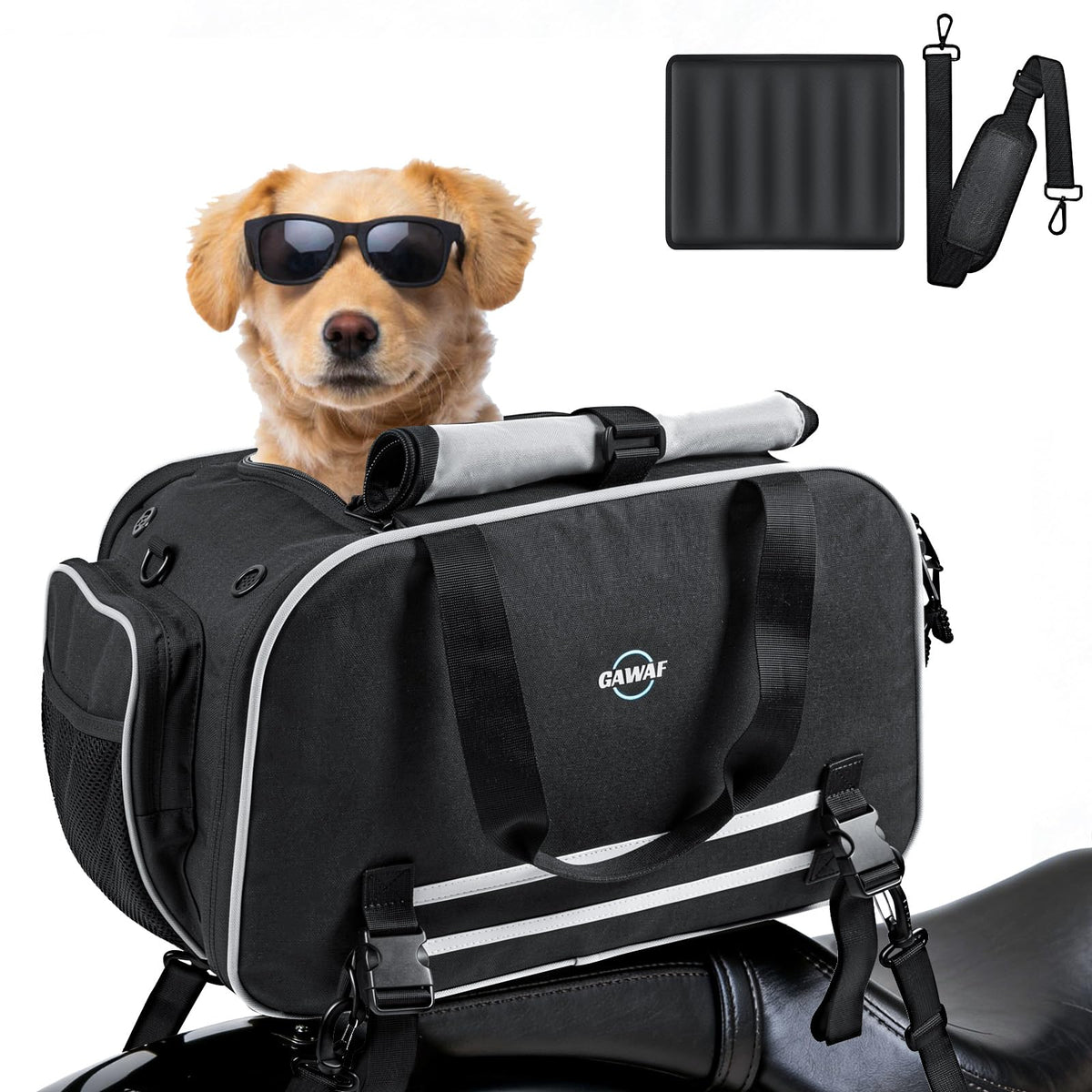 Motorcycle Dog Carrier Expandable for Small Cats Dog Pet Under 17 lbs T2336