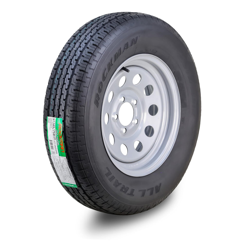 Trailer Tire Wheel ST205/75R15 8PR D 107M 5X4.5" PCD Silver Mod Rim U41913