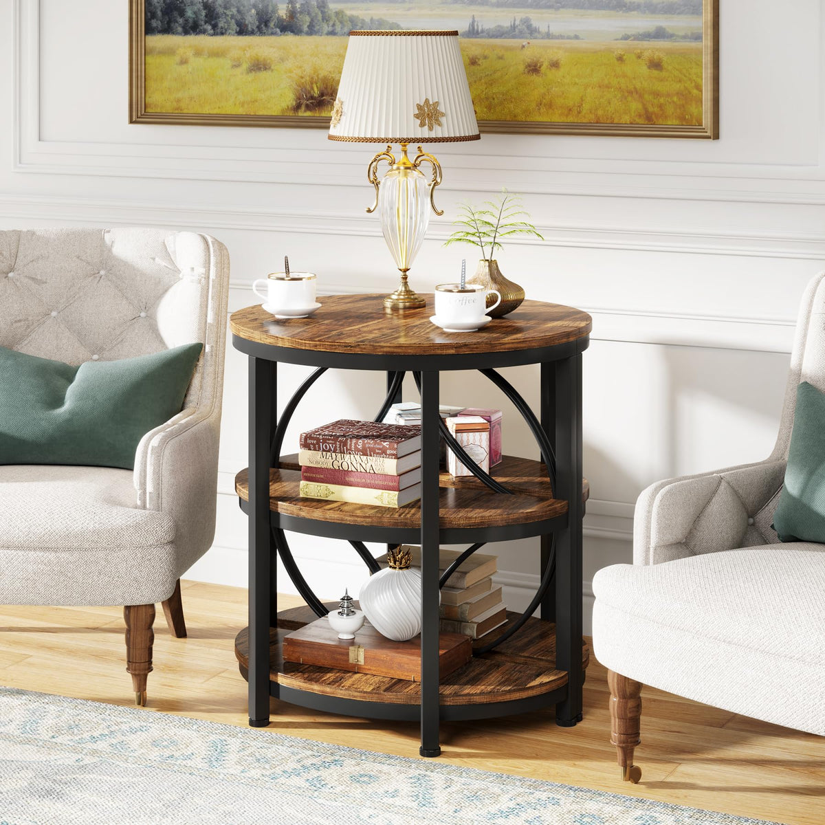 Half Round 3-Tier Metal End Table O932