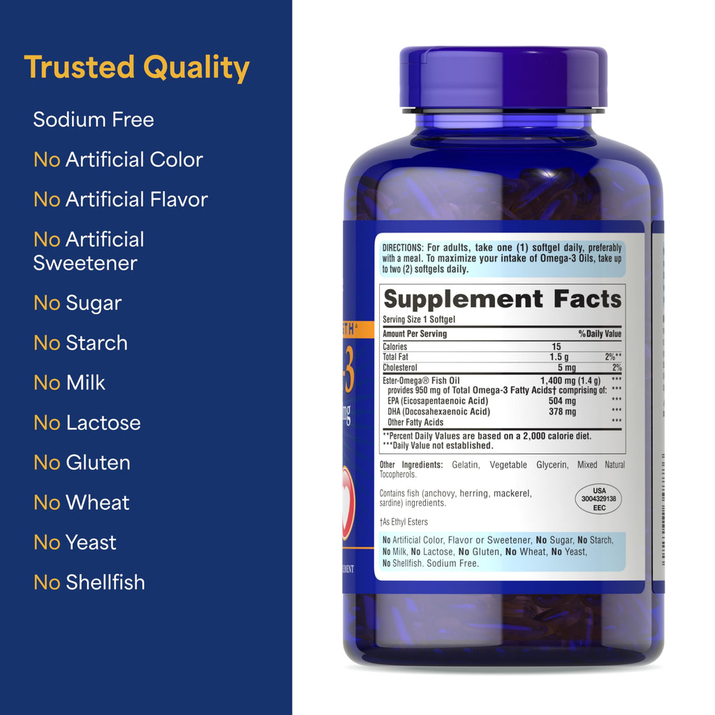 Triple Strength Omega-3 Fish Oil 1400mg 240 Softgels Q202