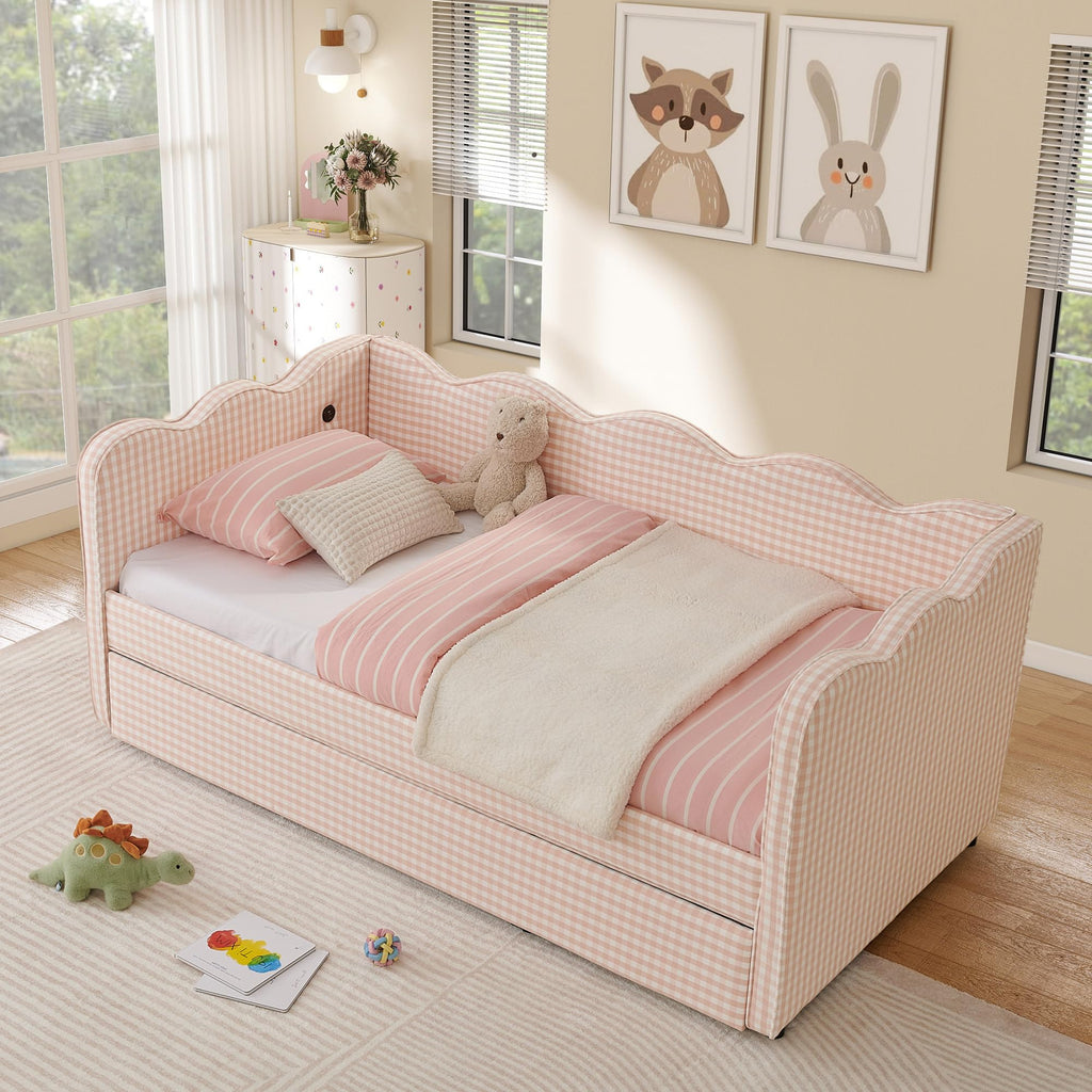 Twin Size Upholstered Daybed with Pop Up Trundle Q361933