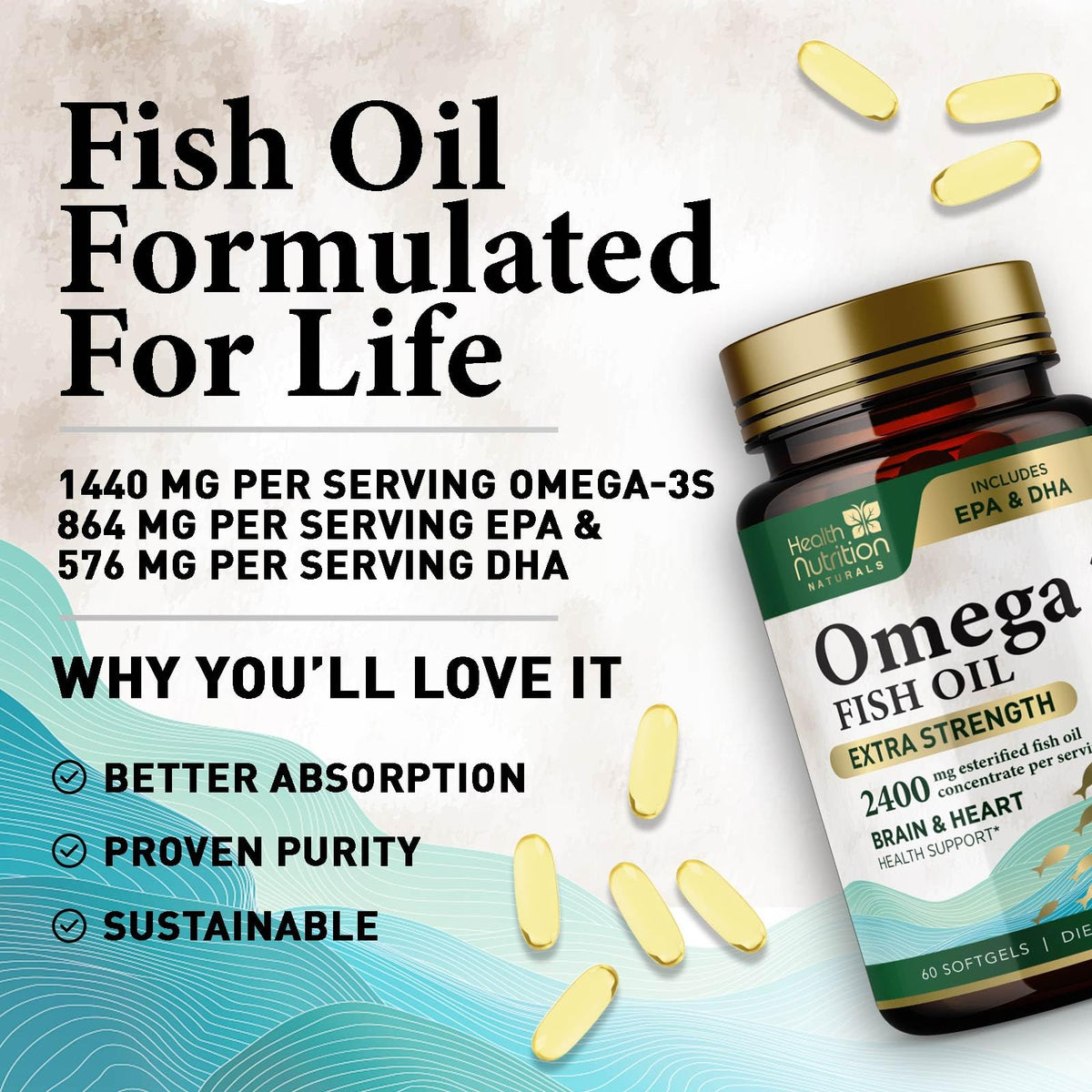 2400mg Omega 3 Fish Oil Softgels P417231