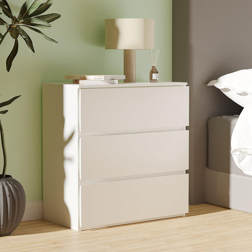 White 3 Drawer Wood Dresser I81523