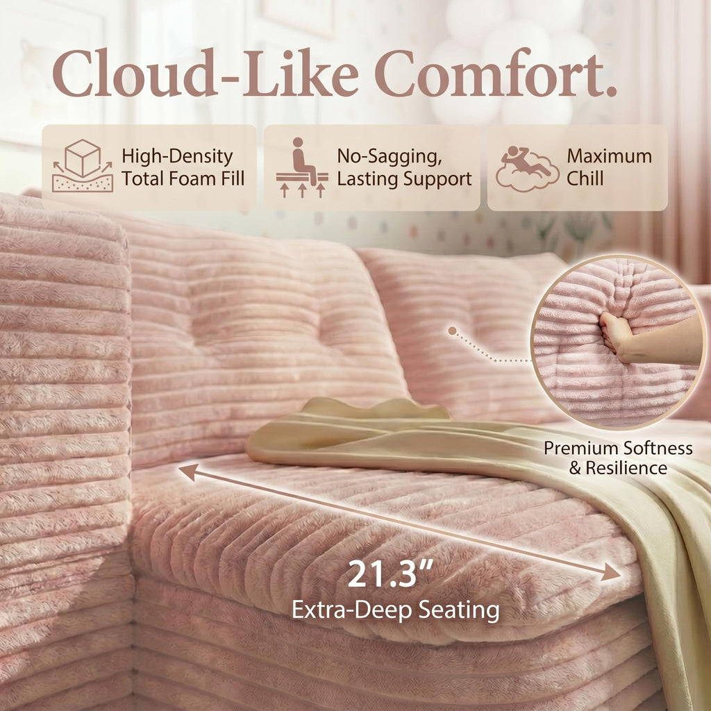 78.7" Pink Memory Foam Futon Sofa Bed X665174