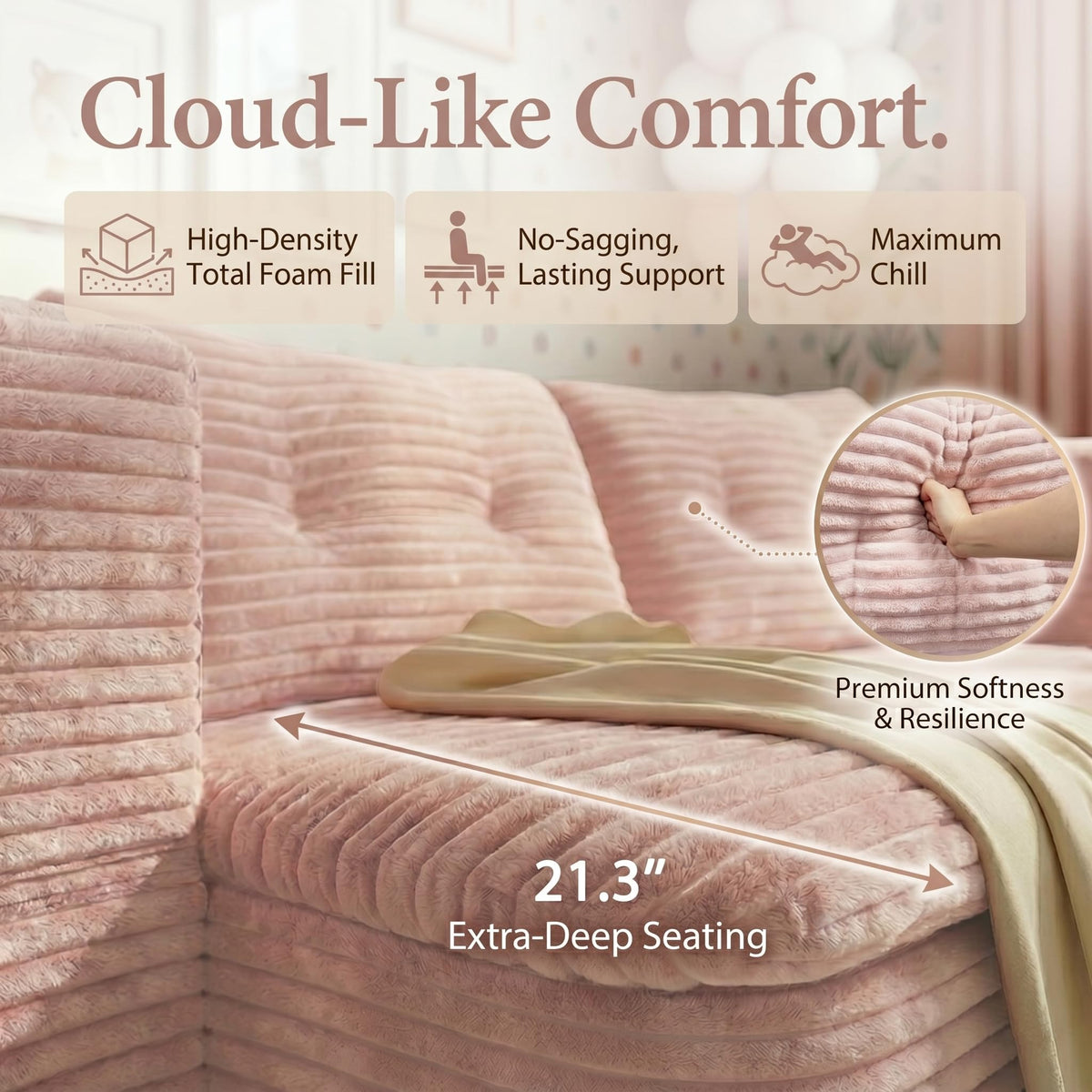 78.7" Pink Memory Foam Futon Sofa Bed X665174