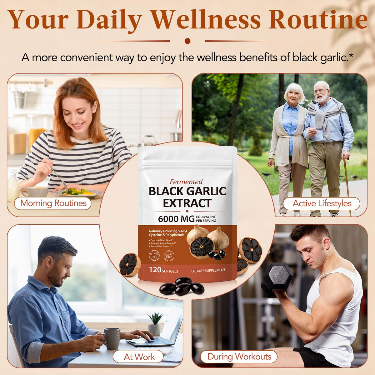 Black Garlic Extract 6000mg Vegetarian 120 Softgels R39762