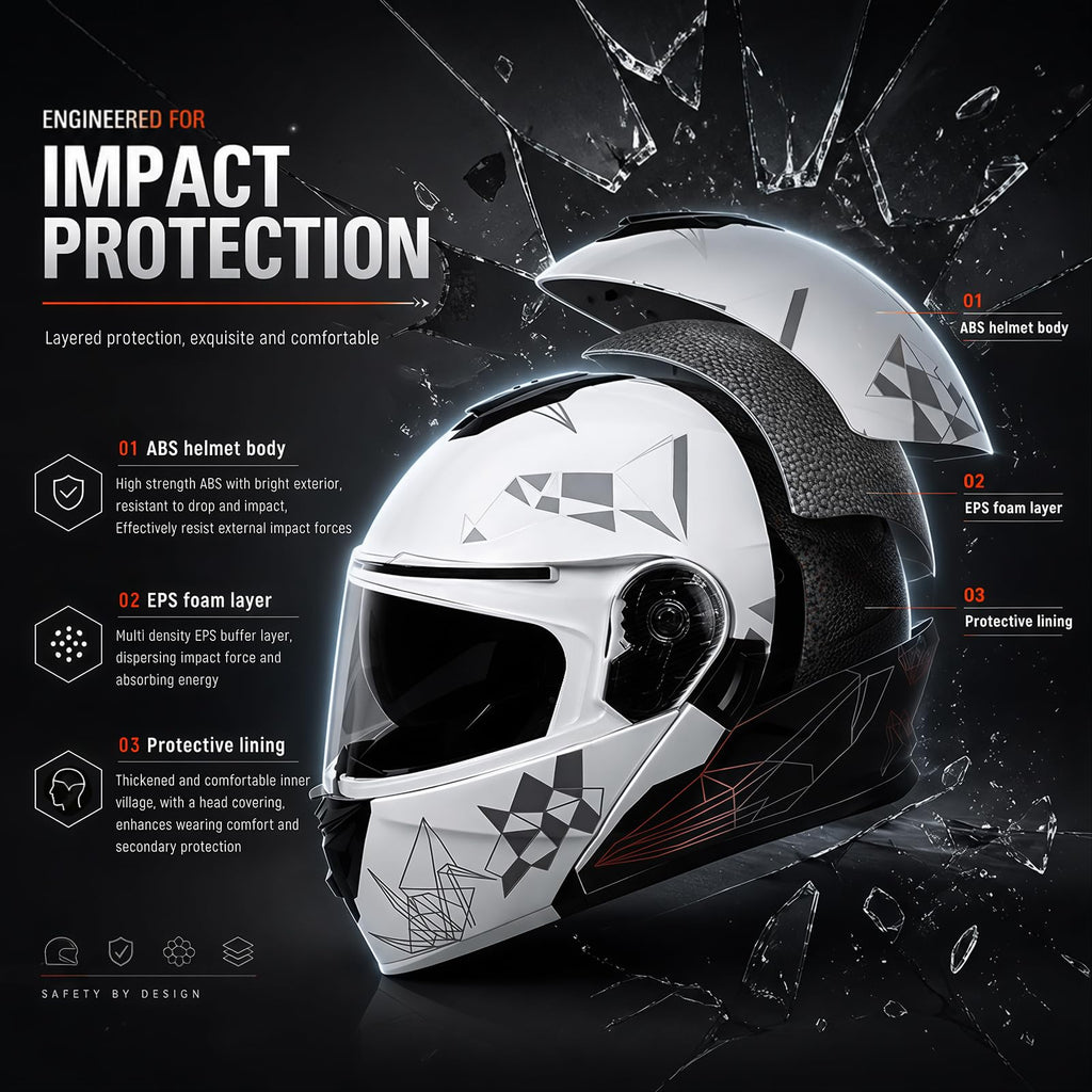 DOT Approved Flip Up Full Face Dual Visor Motorcycle Helmet C21325