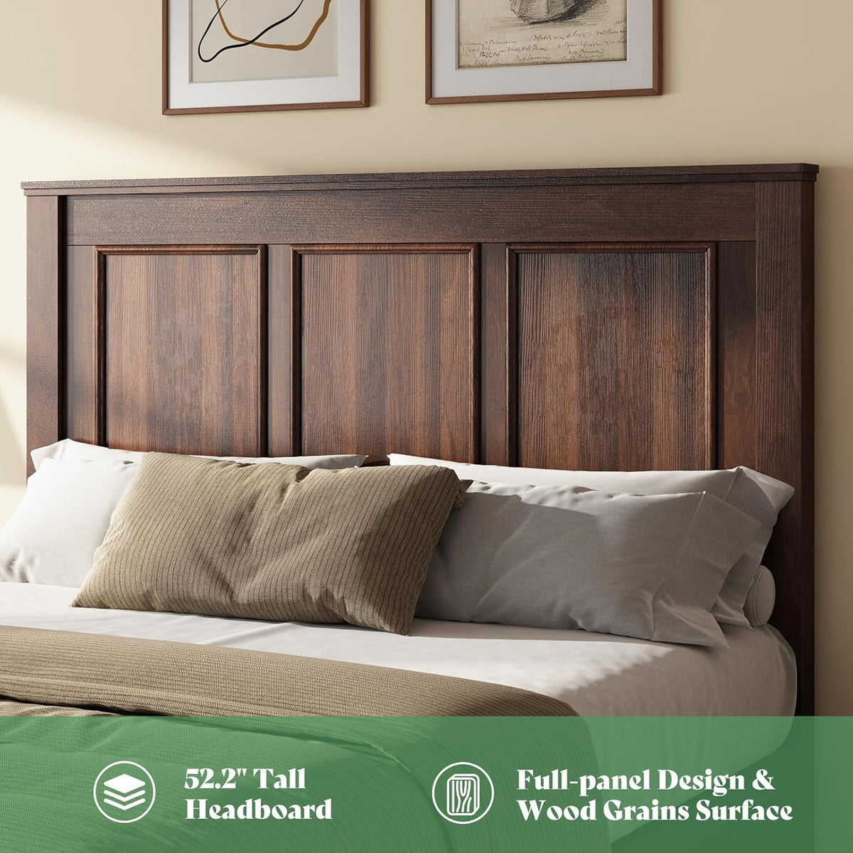 52.2" Full Size Farmhouse Bed Frame with Headboard Y769