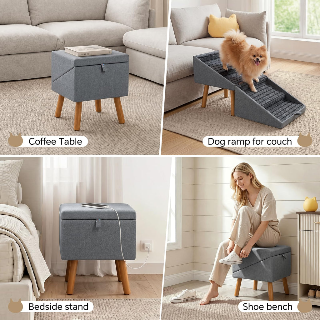 2-in-1 Wooden Pet Stairs & Ottoman S544641